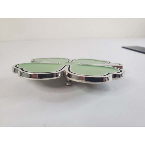 Four Leaf Clover Shamrock Belt Buckle Silver Tone Green Enamel St.Patricks Day - Picture 3 of 7